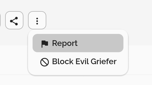 Report in the profile menu