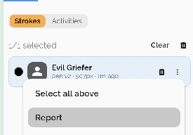 Report in the stroke menu